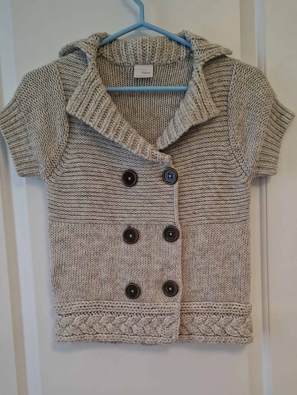 Next Neutral Chunky Knit Vest Wool Acrylic size 9-10 years old